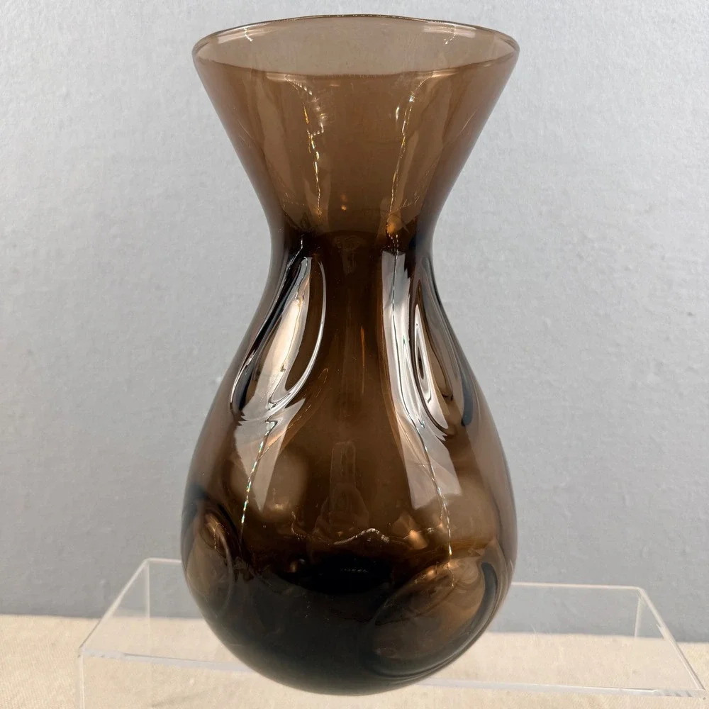 Viking Glass 7456 Pulled Circle Vase 1974 Brown Smoke Art‎ Glass 1 Year Only